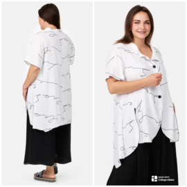 KEKOO design oversized viscose A-lijn top/tuniek wit/zwart