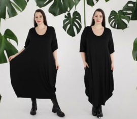 AKH jersey viscose ballon jurk apart stretch  zwart