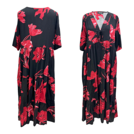 Vincenzo Allocca oversized viscose  BOHO A-lijn jurk apart/zwart