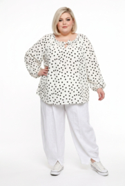 ITALIA oversized viscose blouse/top wit/zwart stretch