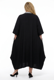 CN-G viscose A-lijn jurk met bloem / zwart/wit