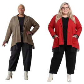 Funky Diva oversized katoen A-lijn blazer met inzet van tule stretch  /in meerdere kleuren