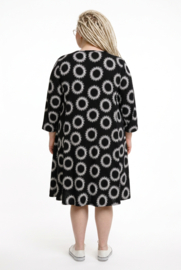 ITALIA Moda oversized viscose A-lijn jurk stretch zwart/wit
