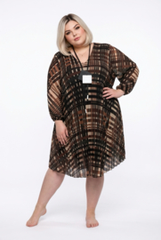 ITALIA MODA viscose chiffon met accordeonplissé A-lijn jurk gevoerd /stretch