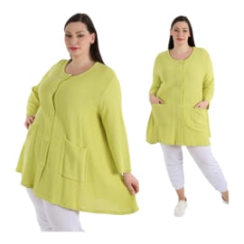 AKH gebreide oversized A-lijn katoen vest/blazer apart stretch