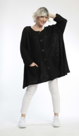 AKH gebreide oversized bouclé  A-lijn vest/blazer apart stretch