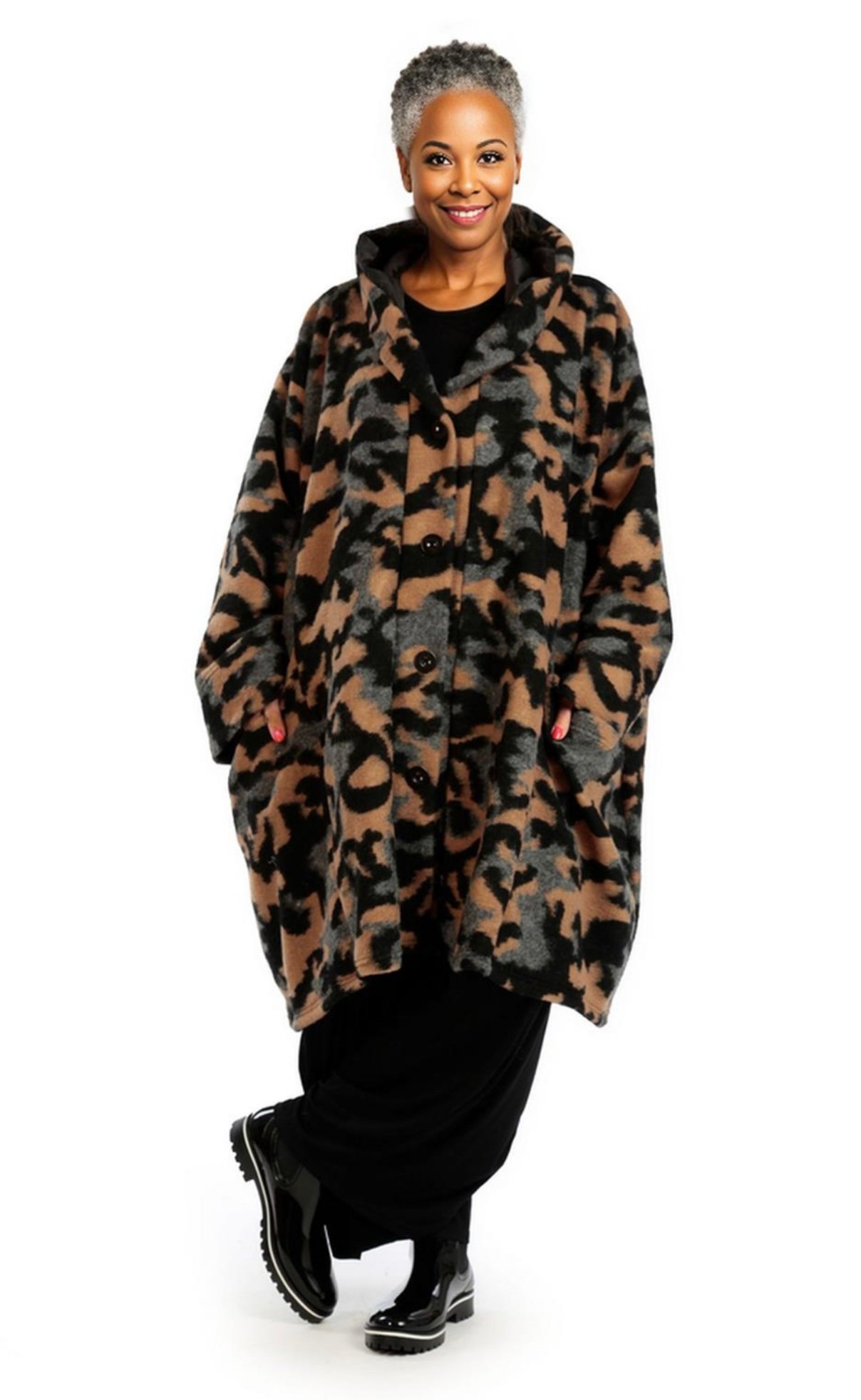 AKH oversized wollen winterjas/mantel  gevoerd
