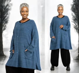 AKH gebreide oversized bouclé  A-lijn katoen vest/blazer apart stretch