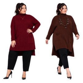 ITALIA oversized viscose mix gebreide tuniek met col  /in meerdere kleuren