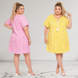 ITALIA MODA  oversized mousseline katoen jurk/in meerdere kleuren