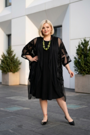 H-4  katoen tule/kant blazer/vest  zwart