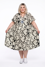 Naveed oversized viscose A-lijn jurk zwart/ecru