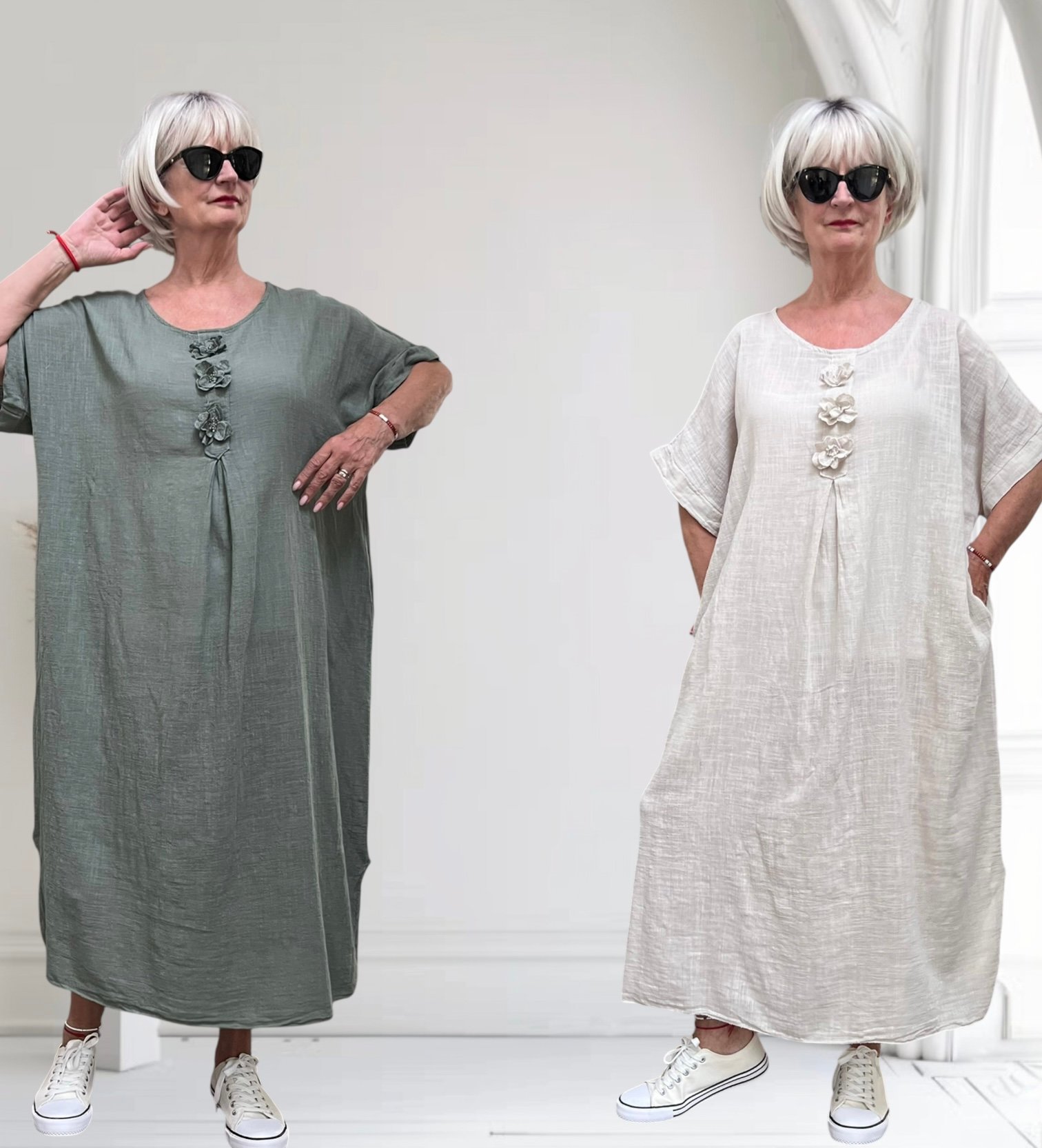 ITALIA oversized katoen zomer jurk met zakken /in meerdere kleuren