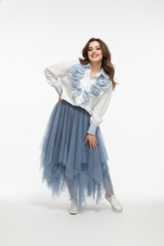 S.Woman oversized katoen blouse/hemd met bloemen