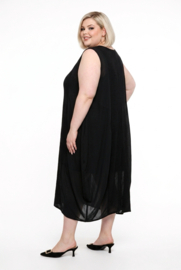 Moonshine katoen ballon jurk stretch zwart