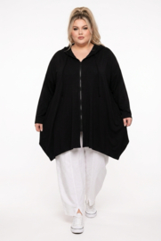 R.A.F.A.Y viscose A-lijn tuniek/blazer met capuchon en ritssluiting stretch zwart 