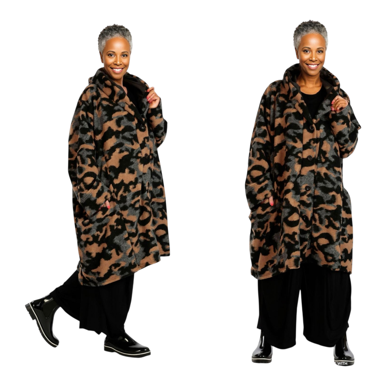AKH oversized wollen winterjas/mantel  gevoerd