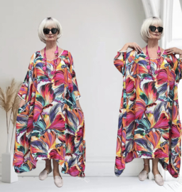 Francesca Romantica oversized A-lijn viscose chiffon overjurk met touwtjes  apart (extra groot)