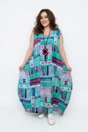 AKH oversized chique viscose  A-lijn  jurk apart/niet doorschijnend