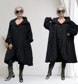 KEKOO design oversized gewatteerde A-lijn jas gevoerd /zwart