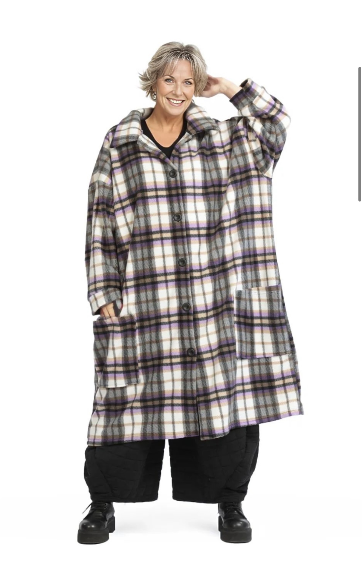 AKH oversized fleece winterjas/mantel stretch