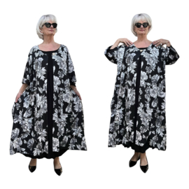Gina oversized A-lijn jersey blazer(extra groot)  apart zwart/wit