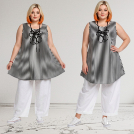 ITALIA Moda oversized viscose A-lijn tuniek stretch zwart/wit