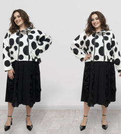 158C katoen mix blazer/vest/wit/zwart stretch