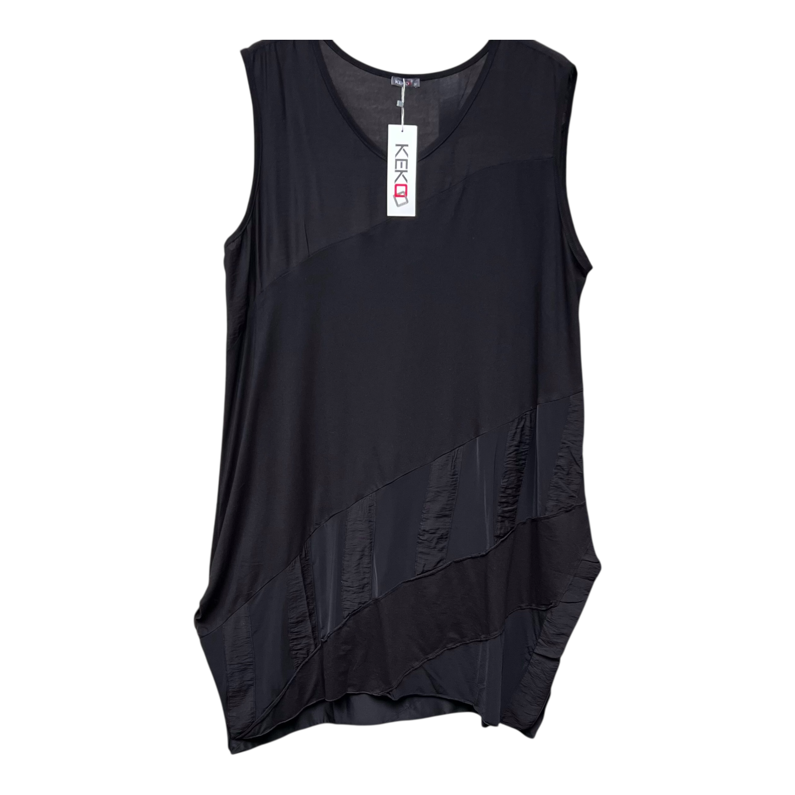 KEKOO design viscose  A-lijn jurk  zwart stretch 