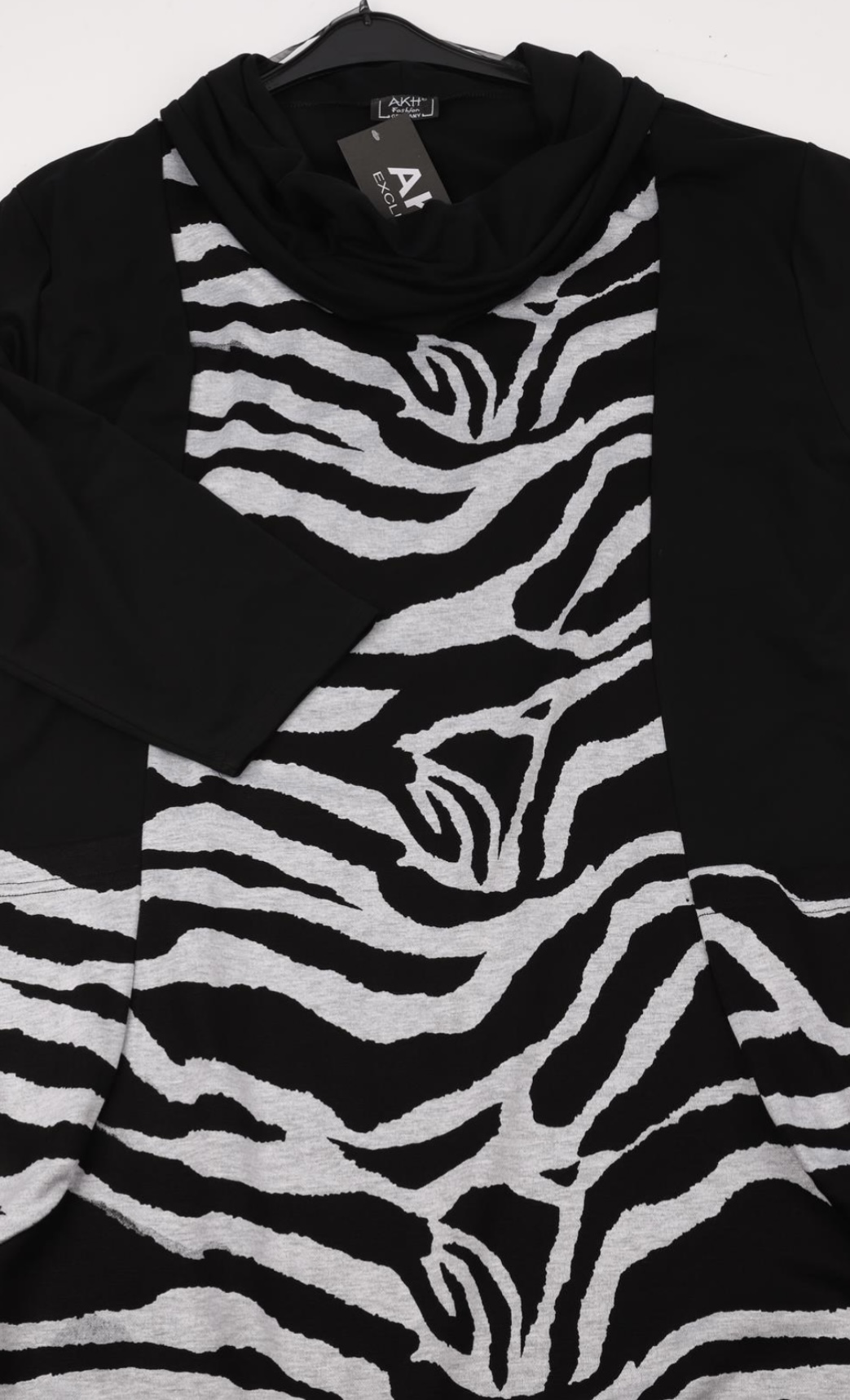 AKH oversized viscose mix tuniek apart stretch zwart/grijs