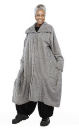 AKH oversized lange ballonvorm glanzendet gekrulde bont winterjas