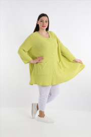 AKH gebreide oversized A-lijn katoen vest/blazer apart stretch