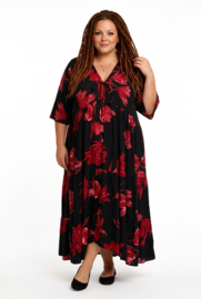 Vincenzo Allocca oversized viscose  BOHO A-lijn jurk apart/zwart