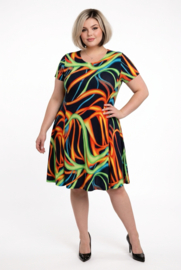 New Jersey viscose A-lijn jurk stretch