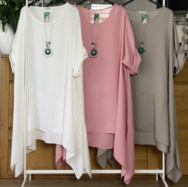 ITALIA MODA viscose tuniek met ketting /in meerdere kleuren