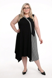 Naveed  viscose jersey A-lijn jurk stretch zwart/wit