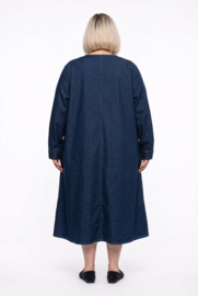 Gulio Moda katoen jeans A-lijn jurk met zakken / stretch