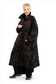 AKH oversized lange wollen winterjas/mantel  gevoerd