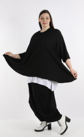 AKH oversized viscose/katoen  A-lijn top apart stretch  zwart