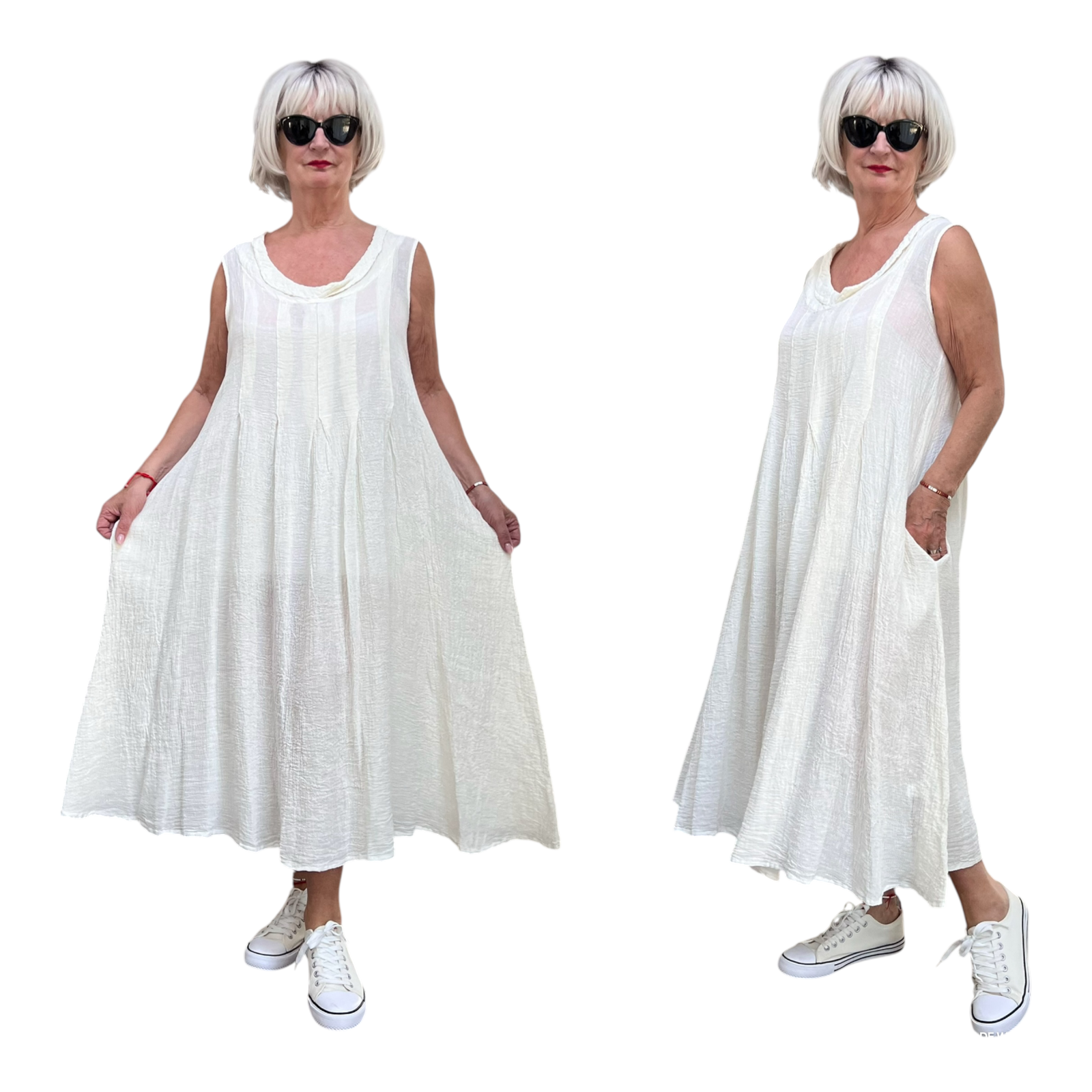 LUUKAA oversized linnen A-lijn jurk/apart