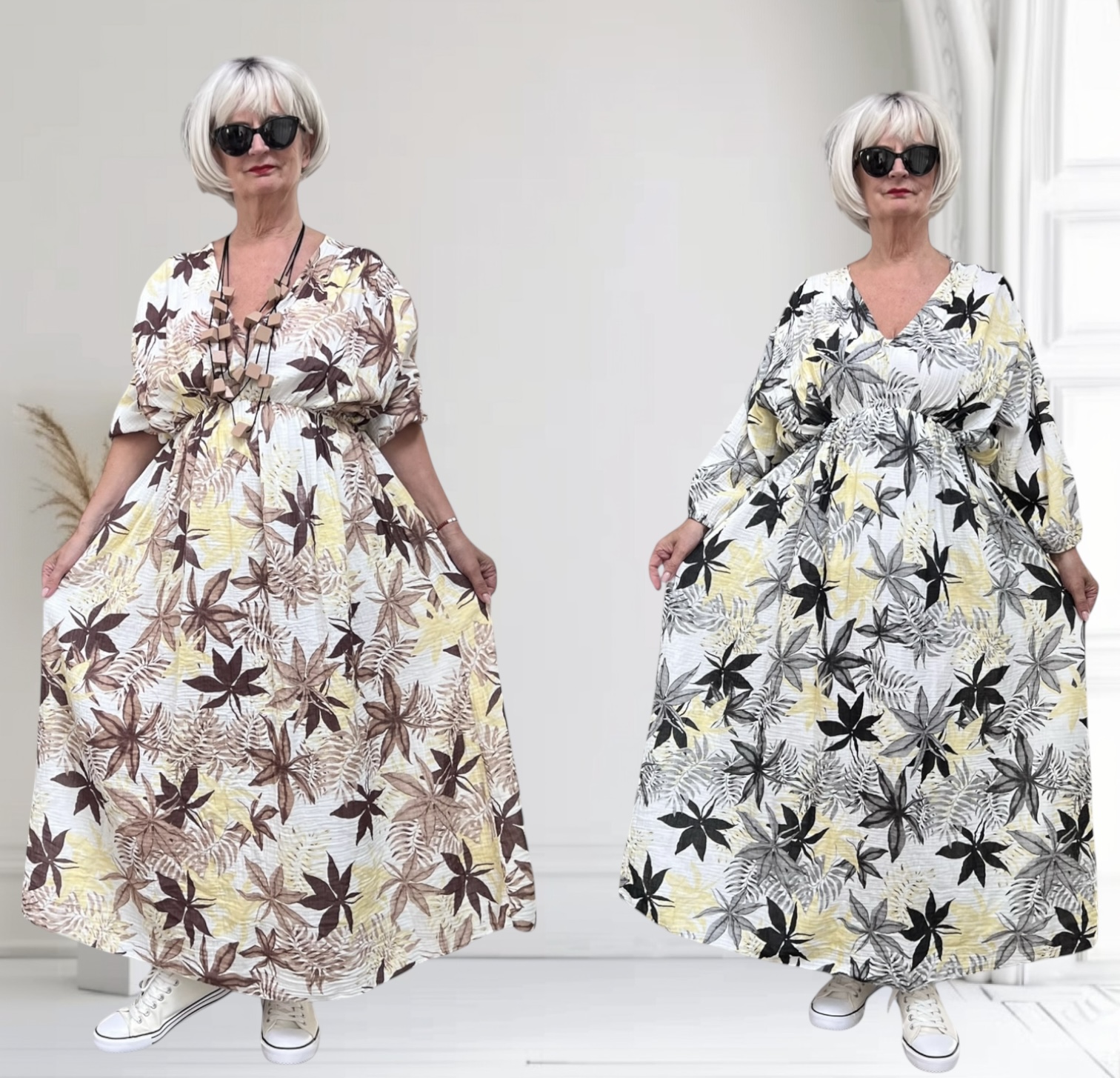 ITALIA MODA oversized katoen mousseline A-lijn jurk /in meerdere kleuren