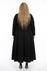 Zedd Plus katoen A-lijn jurk met bloemapplicatie /zwart stretch