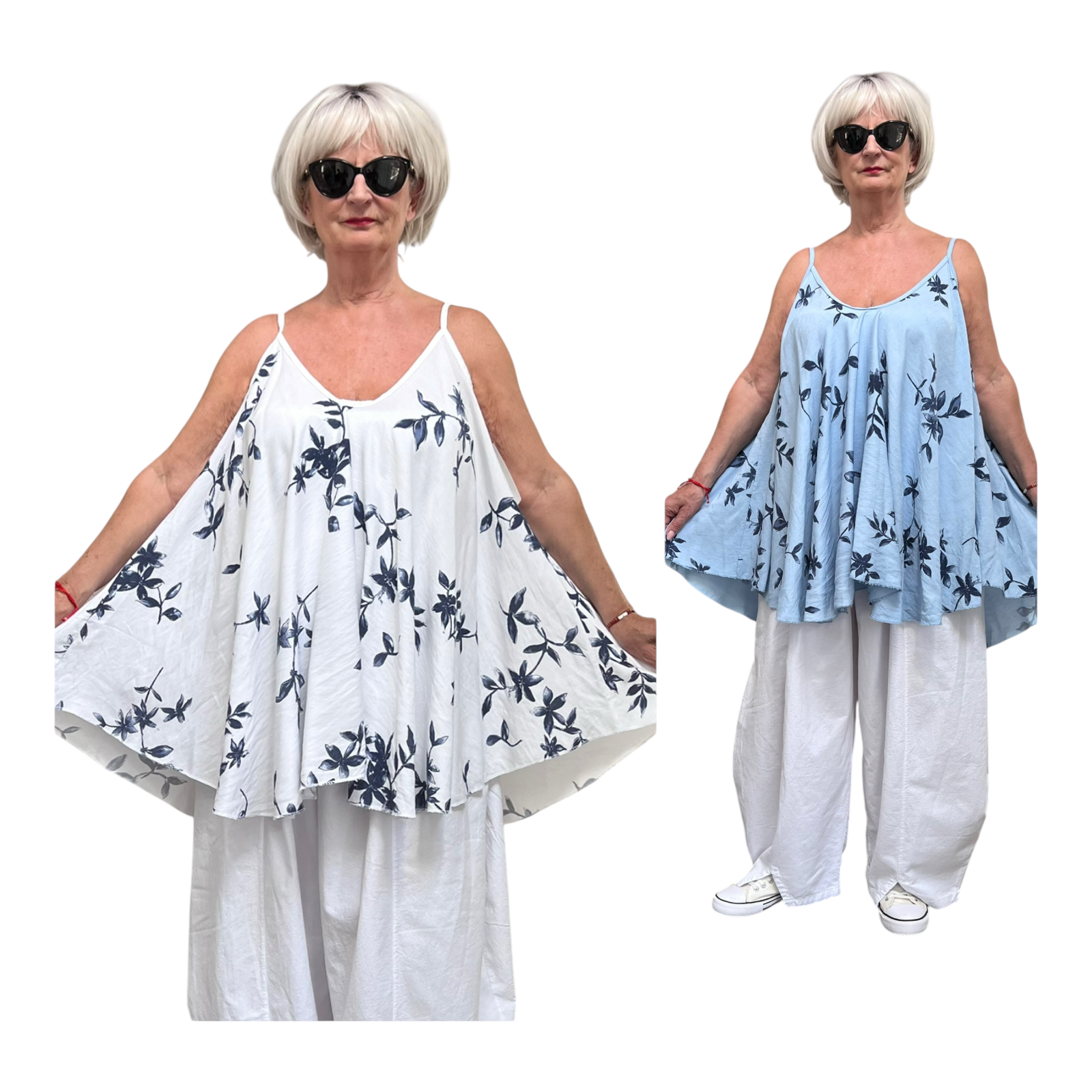 ITALIA oversized viscose A-lijn zomer top/in meerdere kleuren