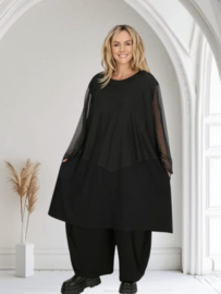 AKH oversized viscose A-lijn tuniek met tule stof stretch