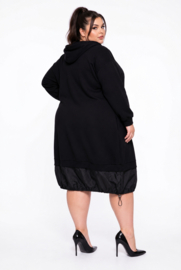 ITALIA MODA oversized katoen ballon jurk stretch zwart