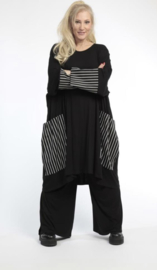 AKH oversized viscose tuniek/jurk met zakken stretch/zwart
