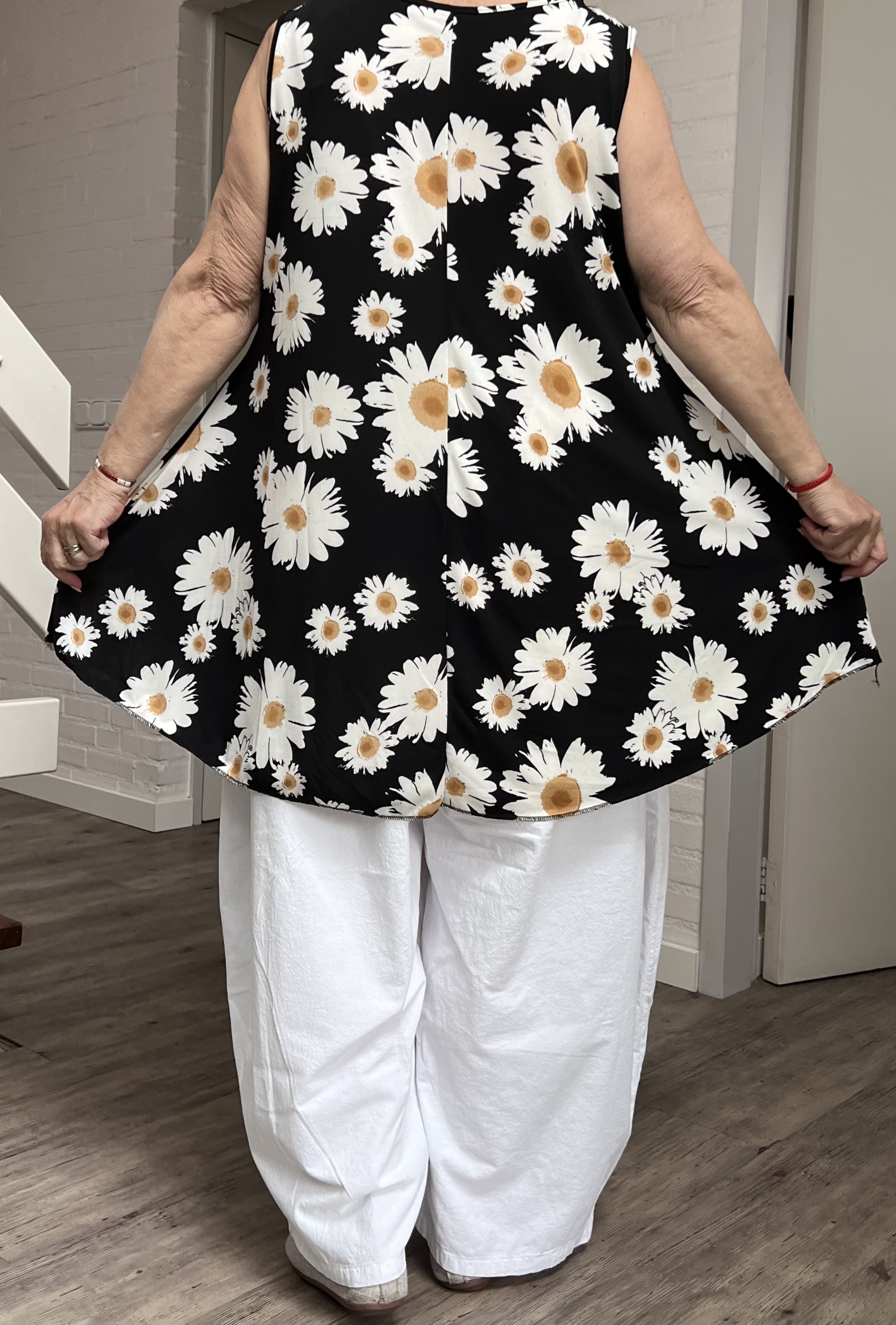 ITALIA MODA  viscose  A-lijn tuniek stretch zwart/wit