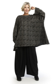 AKH oversized jersey viscose mix A-lijn tuniek apart stretch zwart/wit