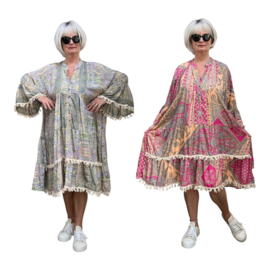ITALIA MODA viscose/zijde BOHO A-lijn jurk /in meerdere kleuren
