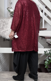 ITALIA MODA oversized tuniek met inzet van pailletten/glitter stof gevoerd /stretch  /in meerdere kleuren